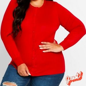 NWT Ashley Stewart Red Classic Cardigan Size 22/24